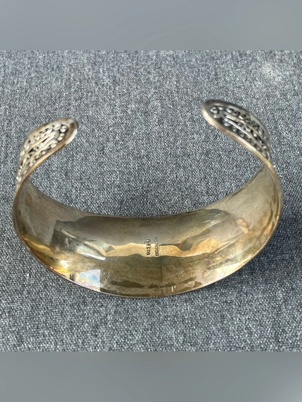 Vintage BA 925 Sterling Dotted Swirl pattern Indonesia Cuff Bracelet